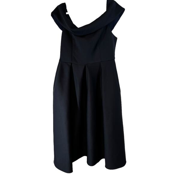 NWT True Violet Folded Bardot Prom Midi‎ Dress Navy Blue UK 22 / US 18 - Picture 2 of 7